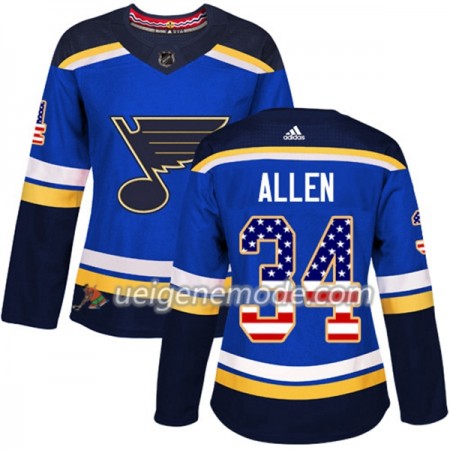 Dame Eishockey St. Louis Blues Trikot Jake Allen 34 Adidas 2017-2018 Blue USA Flag Fashion Authentic